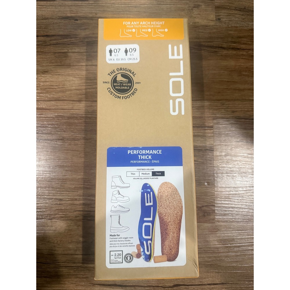 SOLE Performance Thick Custom Footbed Insoles Men 7 Women 9 Moldable Any Arch